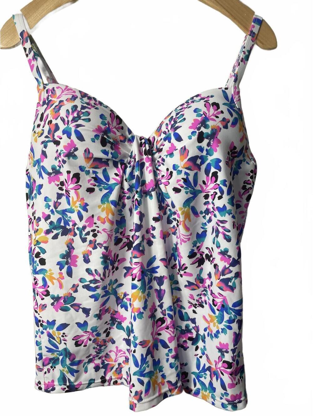 Island Escape Tankini Top Women's Size 6 Floral Swimsuit NWT